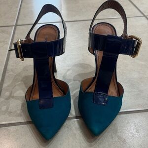 Chic Teal and Navy Women's Heels